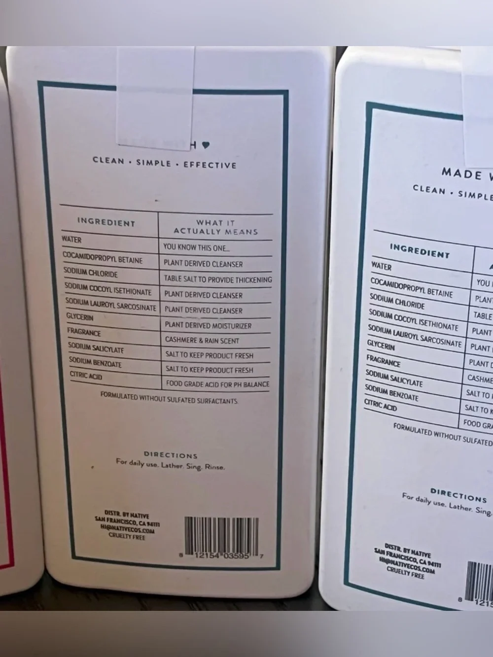 Native 2 Cashmere Rain Body Wash & Vanilla Cactus Flower Shampoo + Conditioner